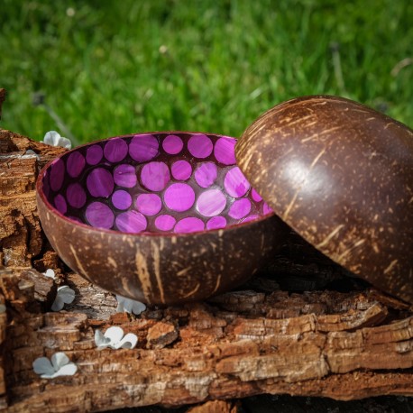 Kokosová miska se střípky mušlí - oranžová