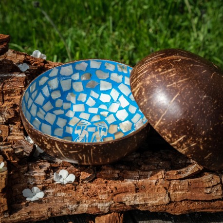 Kokosová miska se střípky mušlí - fialová