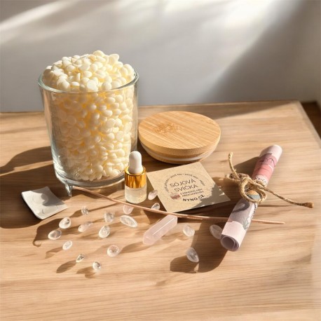 Kreativní sada na výrobu sójové svíčky – s bambusovým víčkem