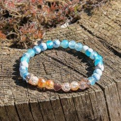 Náramek z minerálních kamenů - Virtus aquae - rose gold srdíčko