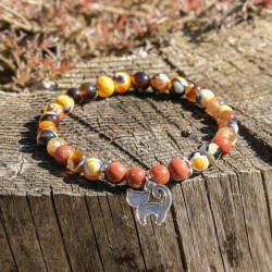 Minerální náramek - Grounding - kočičí přívěsek